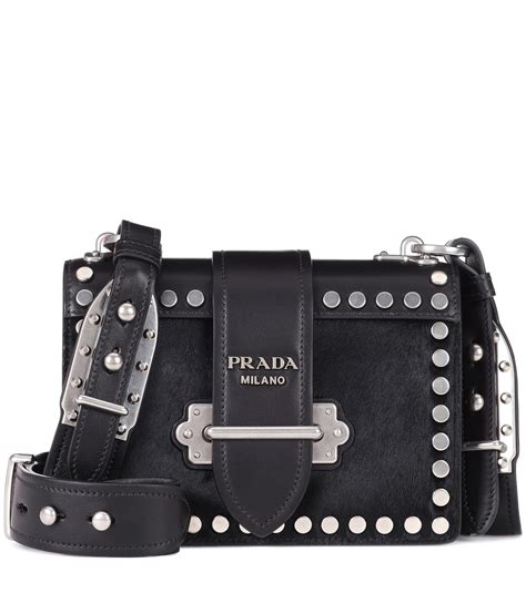 prada belle shoulder bag leather black|Prada cahier shoulder bag black.